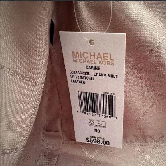 Michael Kors Jet Set Travel Large Satchel/ Wallet Leather Light Cream Multi - Picture 5 of 7